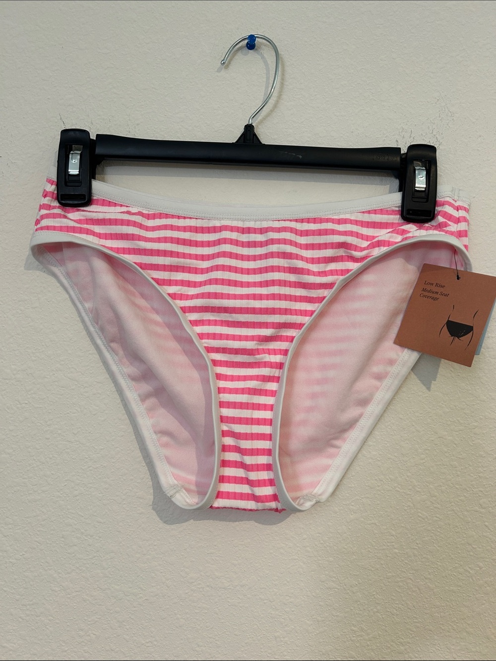 Shade & Shore Pink and White Striped Bikini Bottoms - Low Rise